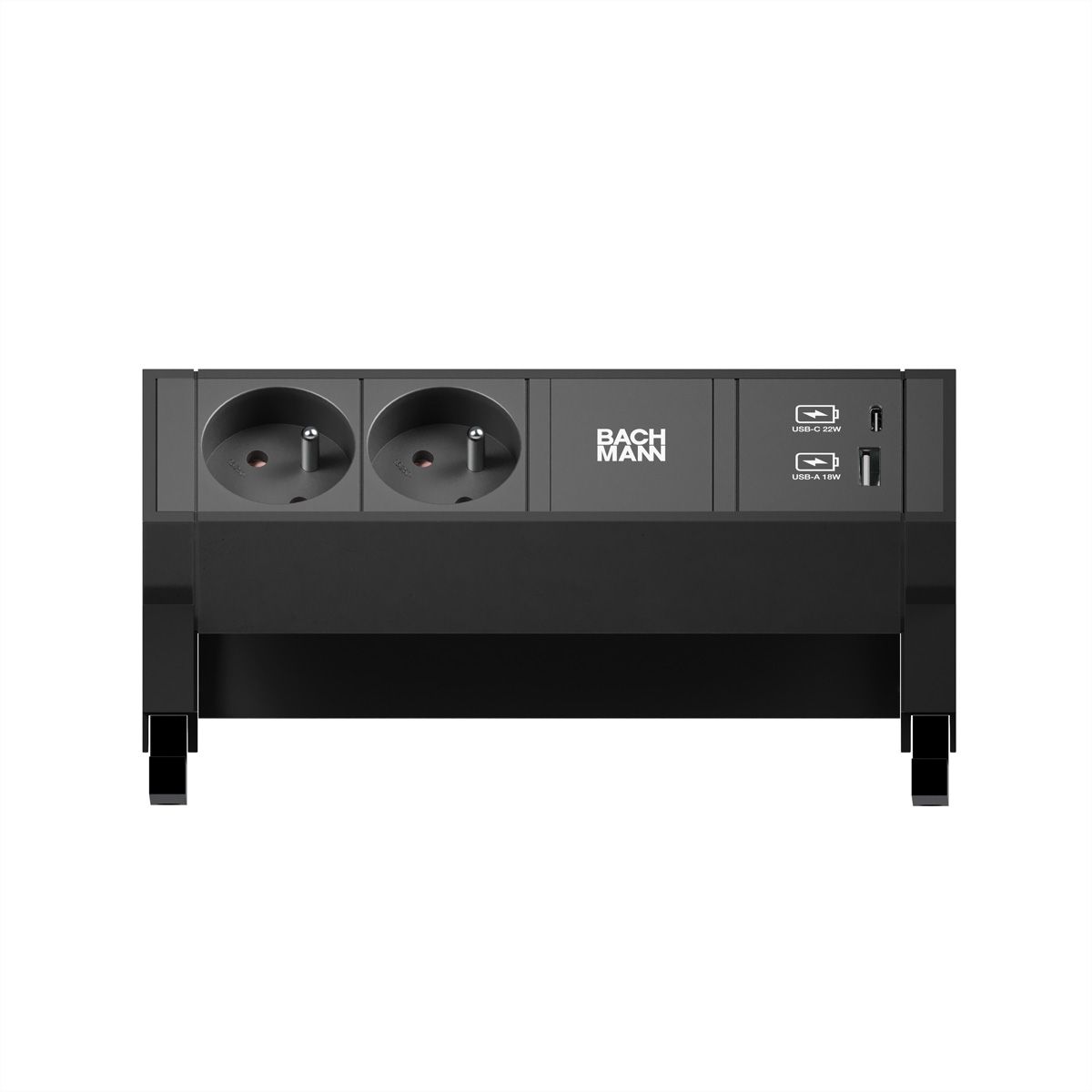 BACHMANN DESK 2 Bloc multiprise 2x UTE, 1x USB A&C 22W, noir, 0,2 m