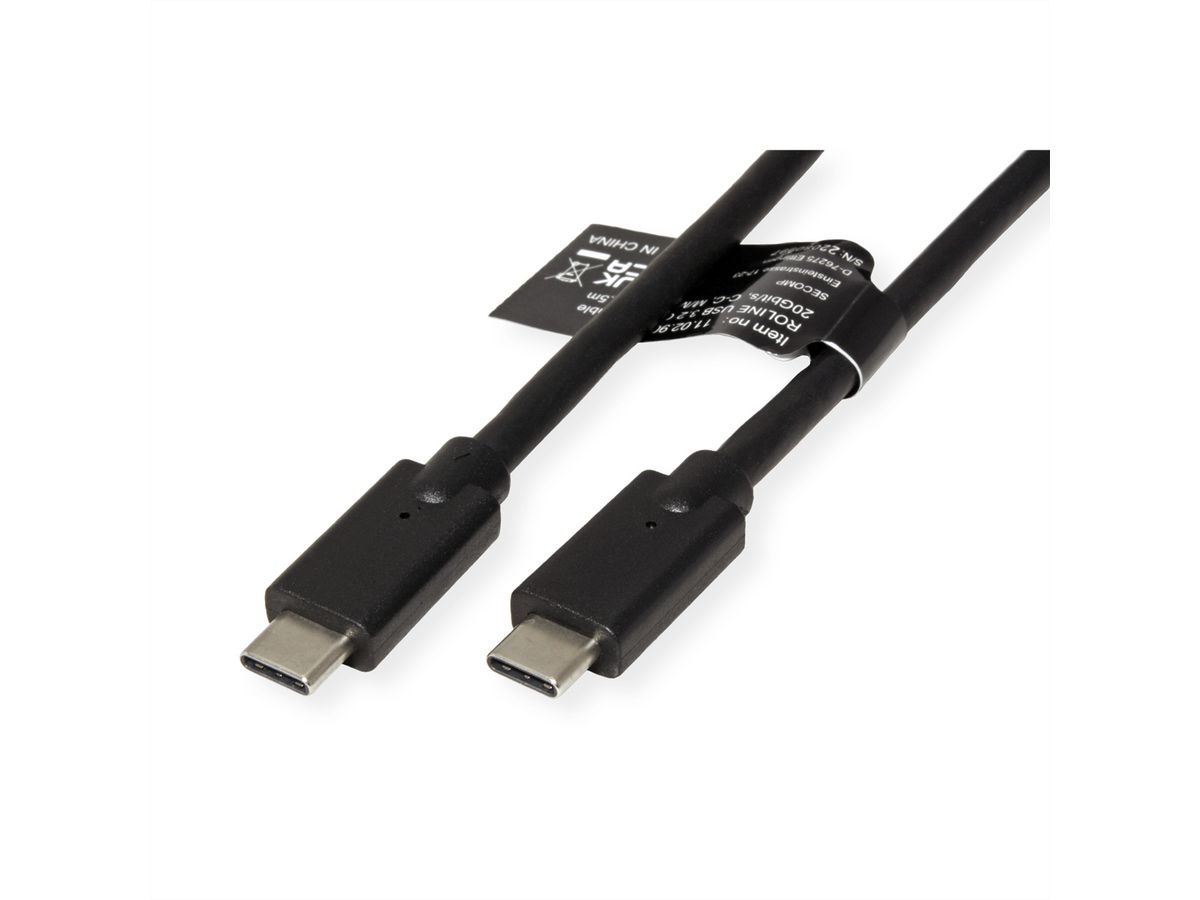 ROLINE Câble USB3.2 Gen2x2, C–C, M/M, 240W, noir, 1 m