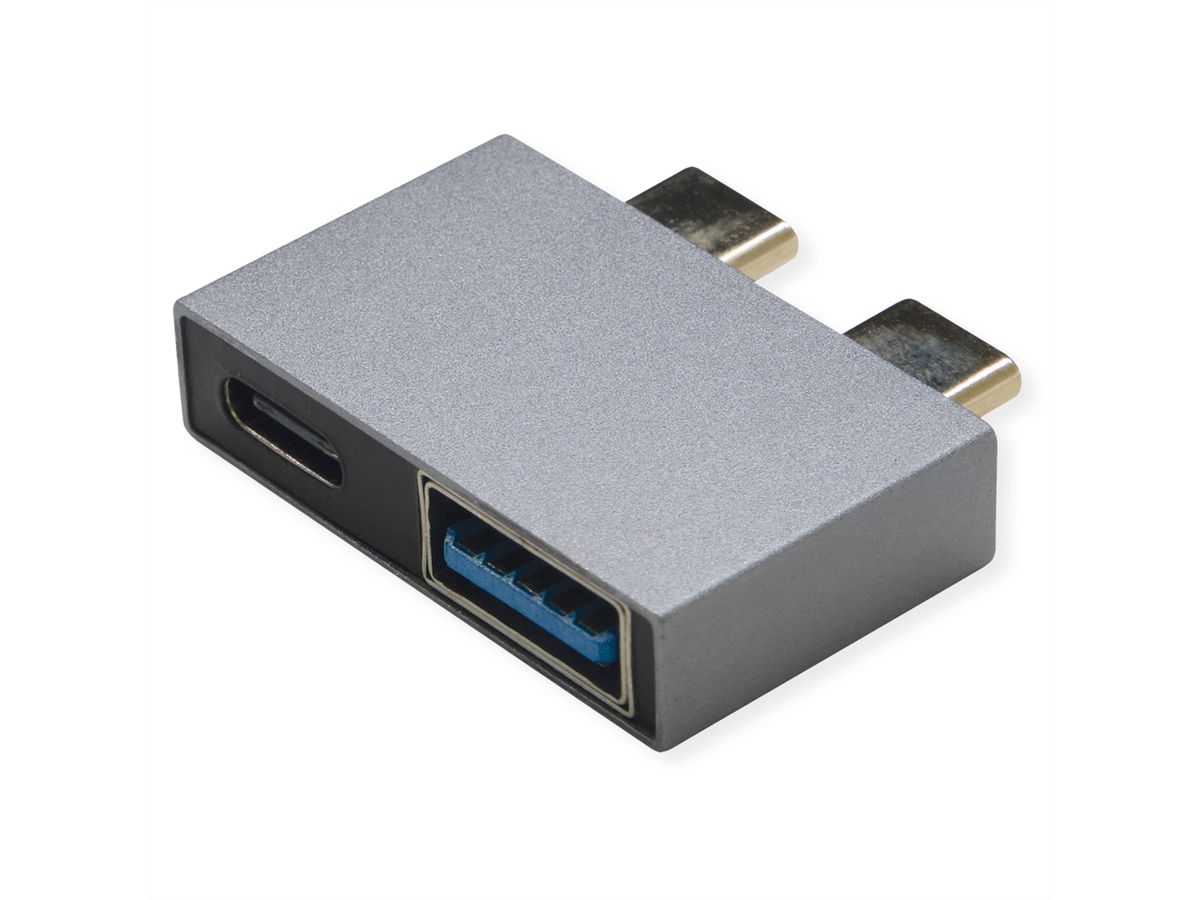 ROLINE Adaptateur USB 3.2 Gen 2, 2x USB Type C - 1x USB Type A + 1x USB C, M/F, argent