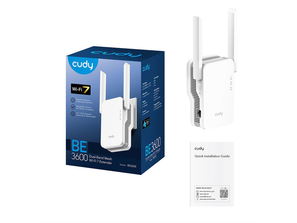 CUDY RE3600 BE3600 Repeater Mesh Wi-Fi 7 Range
