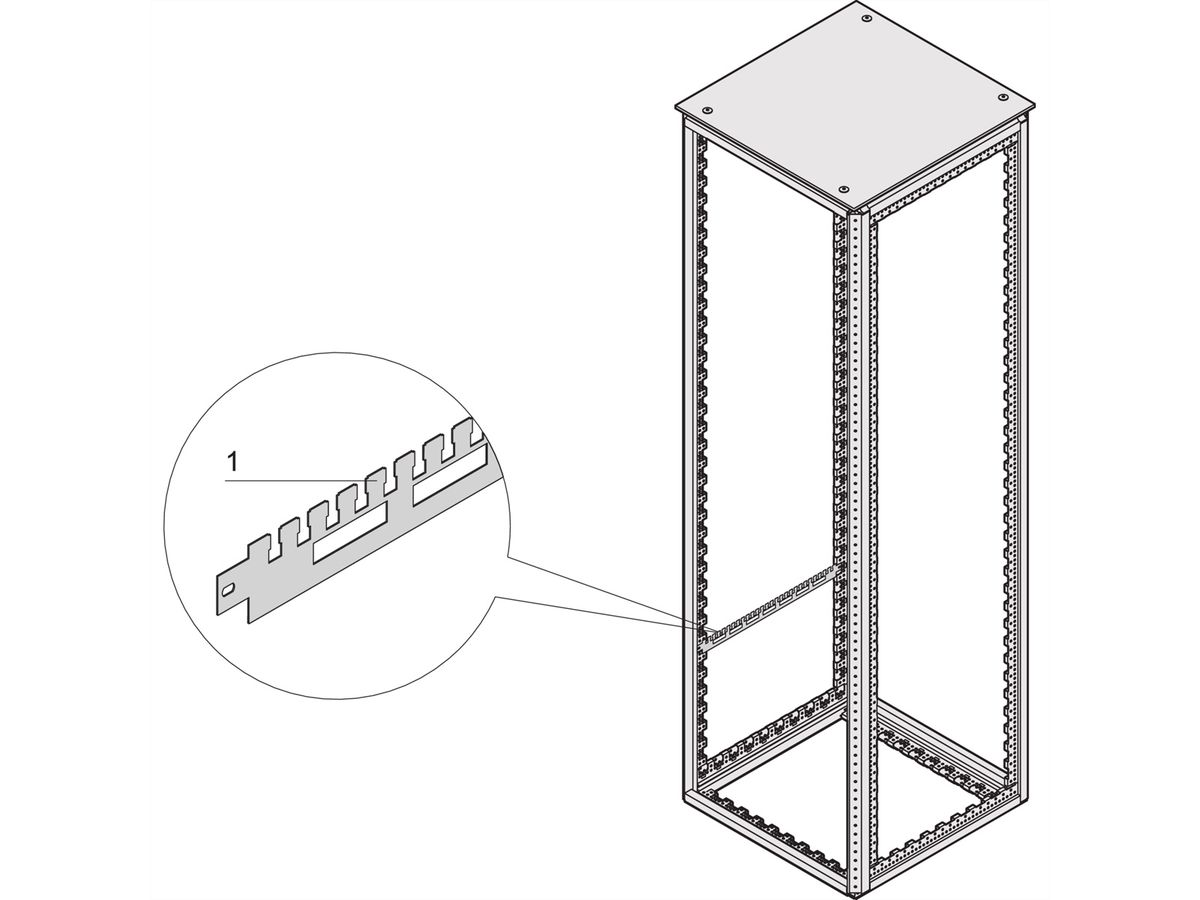 Rail support de câbles Varistar SCHROFF pour profondeur d'armoire, RAL 7021, 1200D