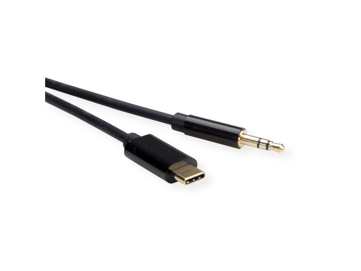 ROLINE Adaptateur Type C - 3,5mm Audio, M/M, noir, 3 m