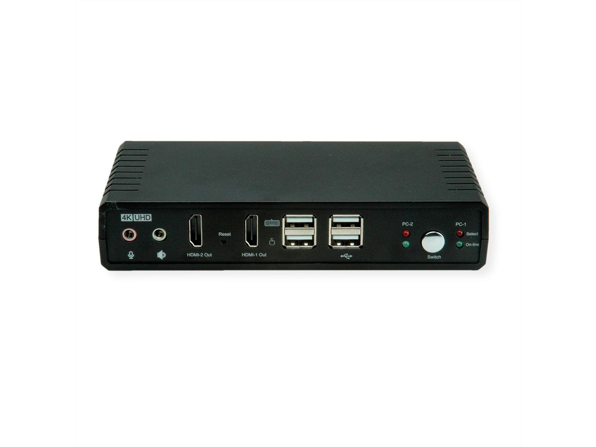 ROLINE Switch KVM Dual Head Audio, HDMI, 4K60, 1 Utilisateur - 2 PCs
