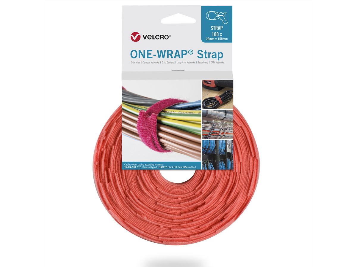 VELCRO® One Wrap® Strap 25mm x 300mm, 100 pièces, orange