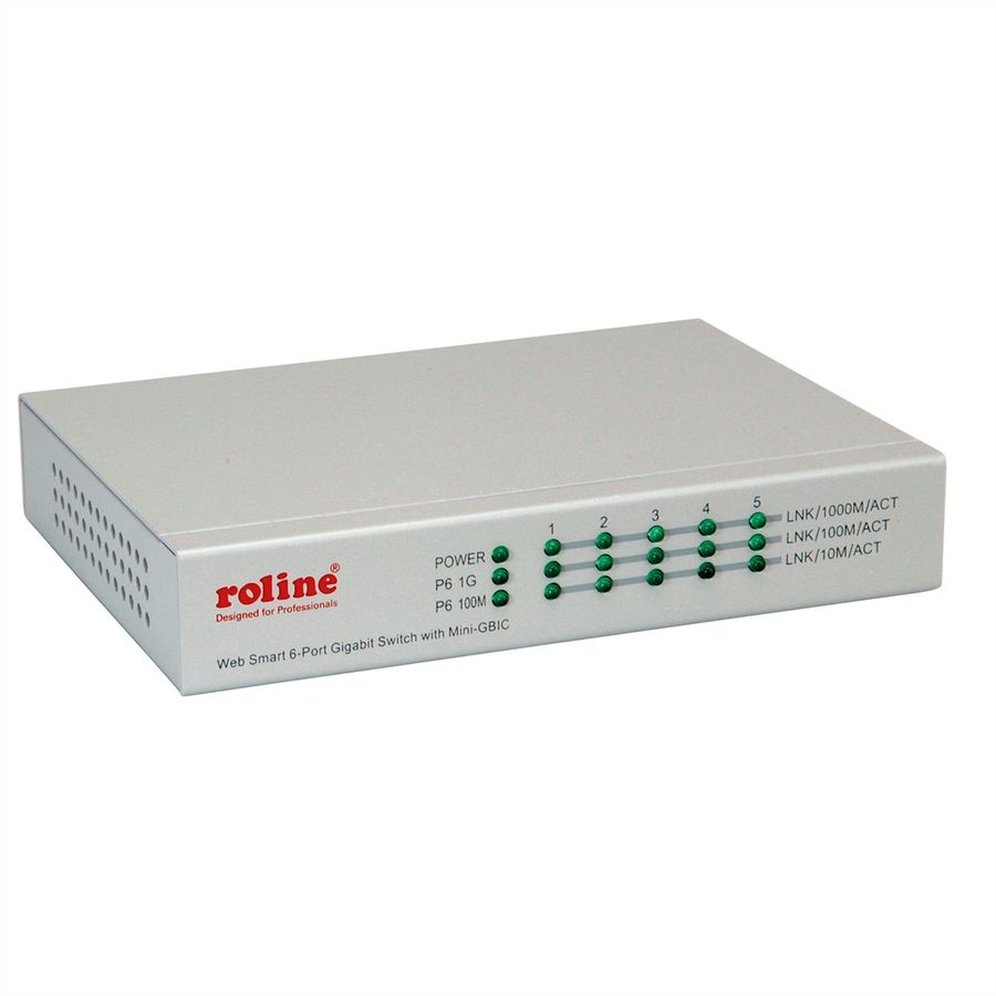 ROLINE Switch Gigabit Ethernet, 6 ports (5x 10/100/1000 + 1x SFP), WebSmart