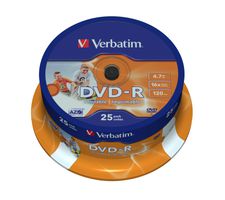 Verbatim DVD-R Wide Inkjet Printable ID Brand 4.7Go DVD-R AZO 25pièce(s)