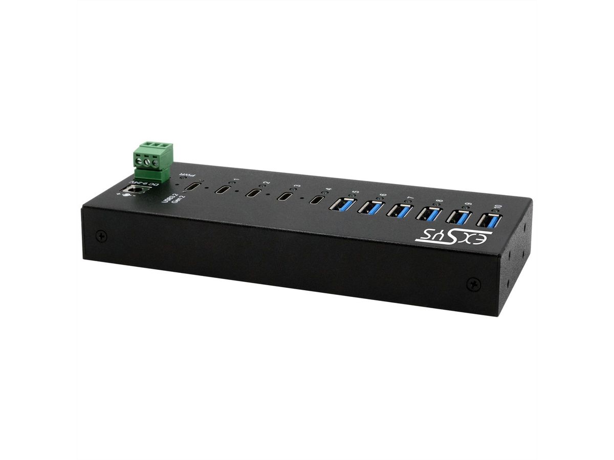 EXSYS EX-12280HMS HUB métallique 10 ports USB 3.2 Gen 2, 4x USB-C et 6x USB-A
