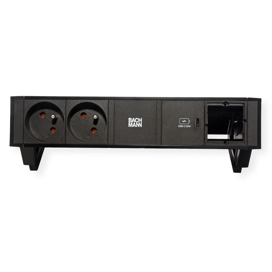BACHMANN DESK2 2xUTE 1xUSB C 30W 1xCM 0,2m GST18 RAL9005