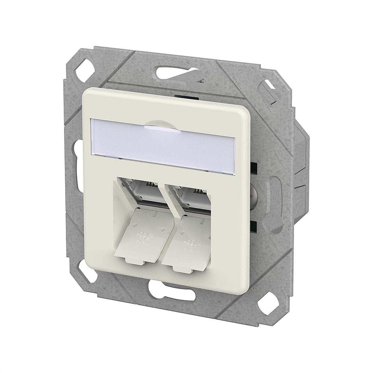 METZ CONNECT E-DAT C6A LSA++ Prise, 2 ports, goulotte encastrée (UPk), blanc pur