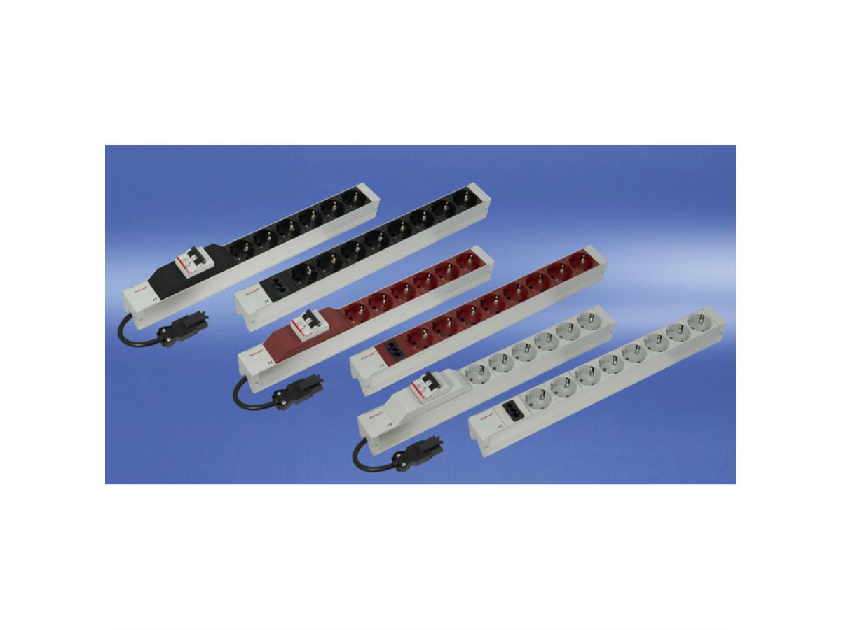 Bâti de prises SCHROFF, 2P+T, avec entrée Wieland®, 19", rouge