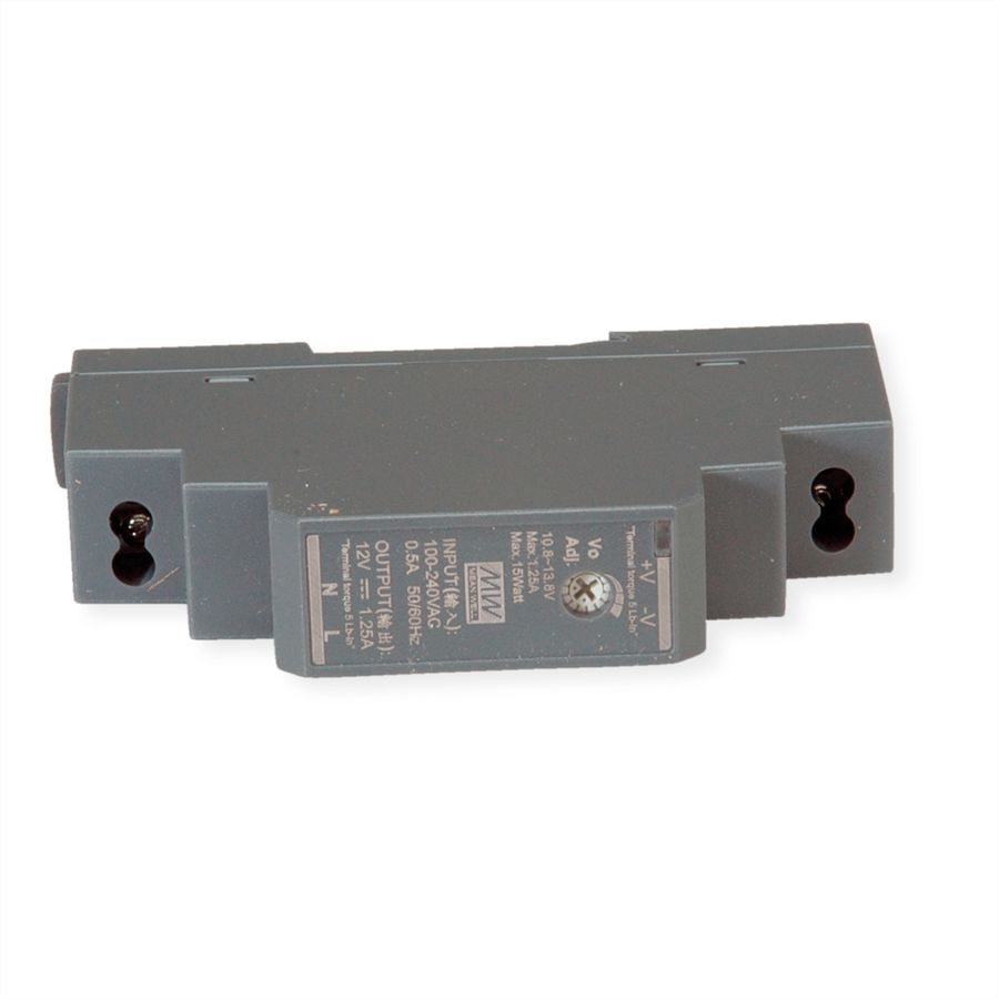 MEAN WELL HDR-15-12 Alimentation industrielle DIN 15W 12V DC, Anthracite