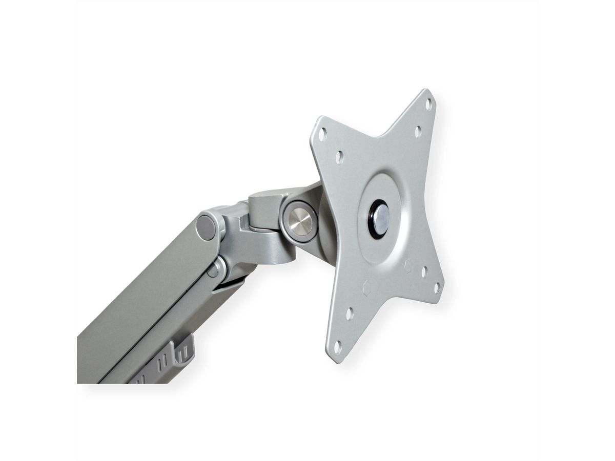 ROLINE Support double LCD, fixation sur bureau, vérin à gaz, 5 articulations, 17-23", jusqu'à 2x 9 kg, argent