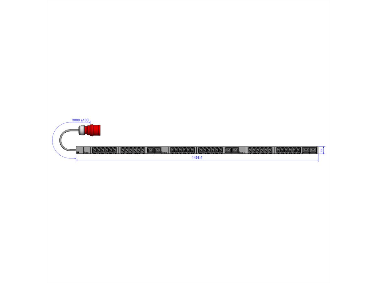 BACHMANN IT PDU ALU 1U 36x C13 6x C19 CEE 3x16A rouge