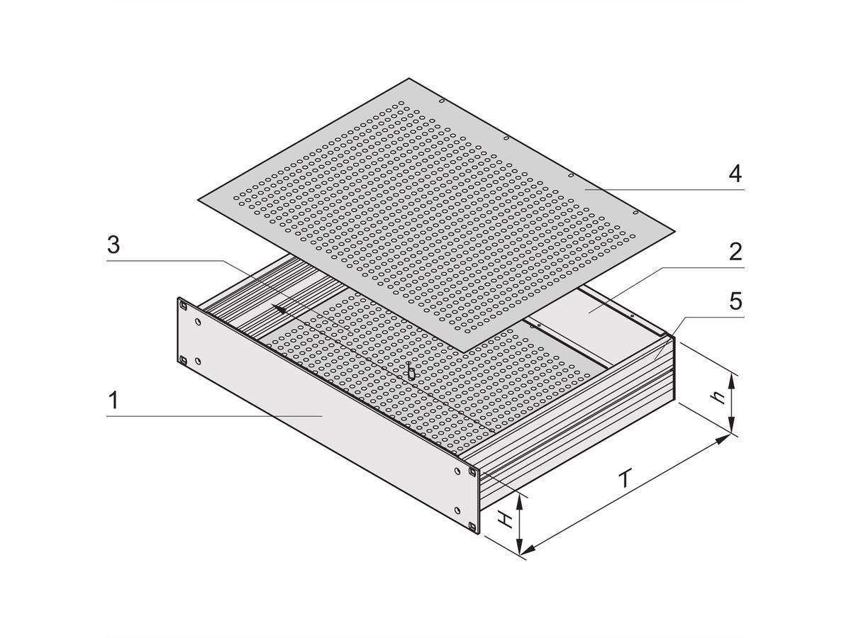 SCHROFF MultipacPRO 19" Châssis, aluminium, dessus et base perforés, 3 U, 280 mm