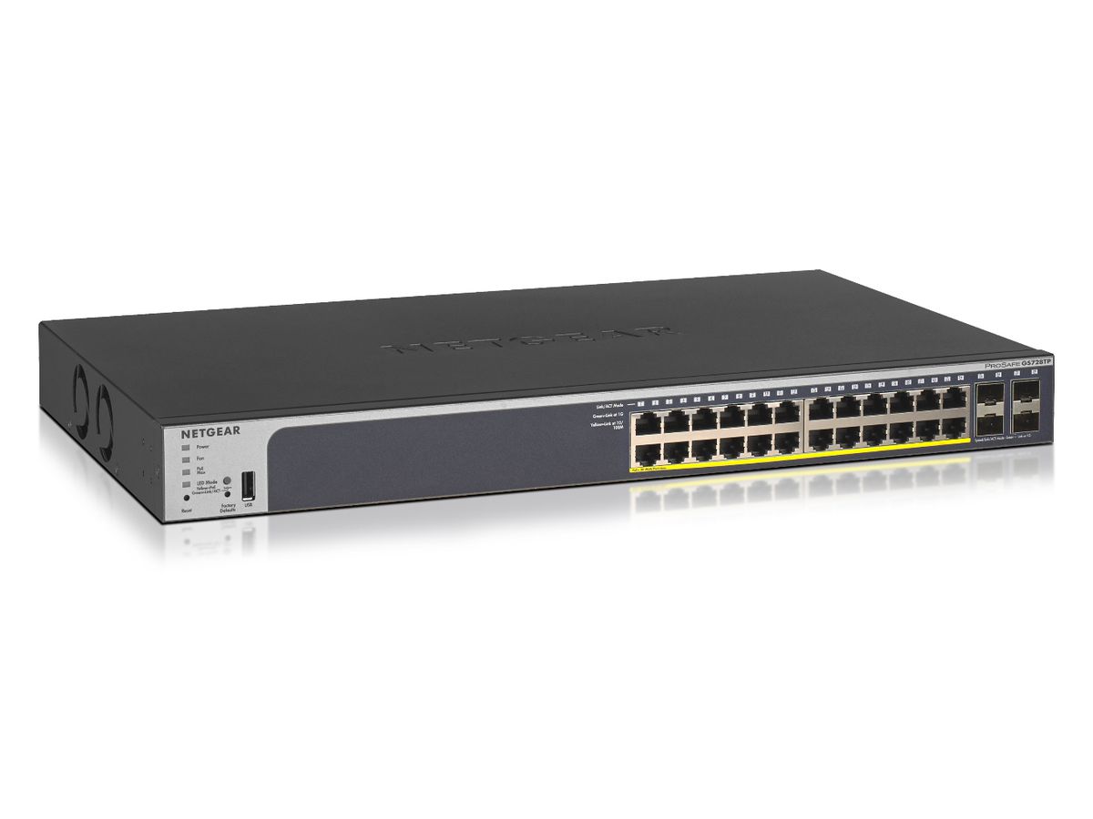 Netgear GS728TP Géré L2/L3/L4 Gigabit Ethernet (10/100/1000) Noir 1U Connexion Ethernet, supportant l'alimentation via ce port (PoE)