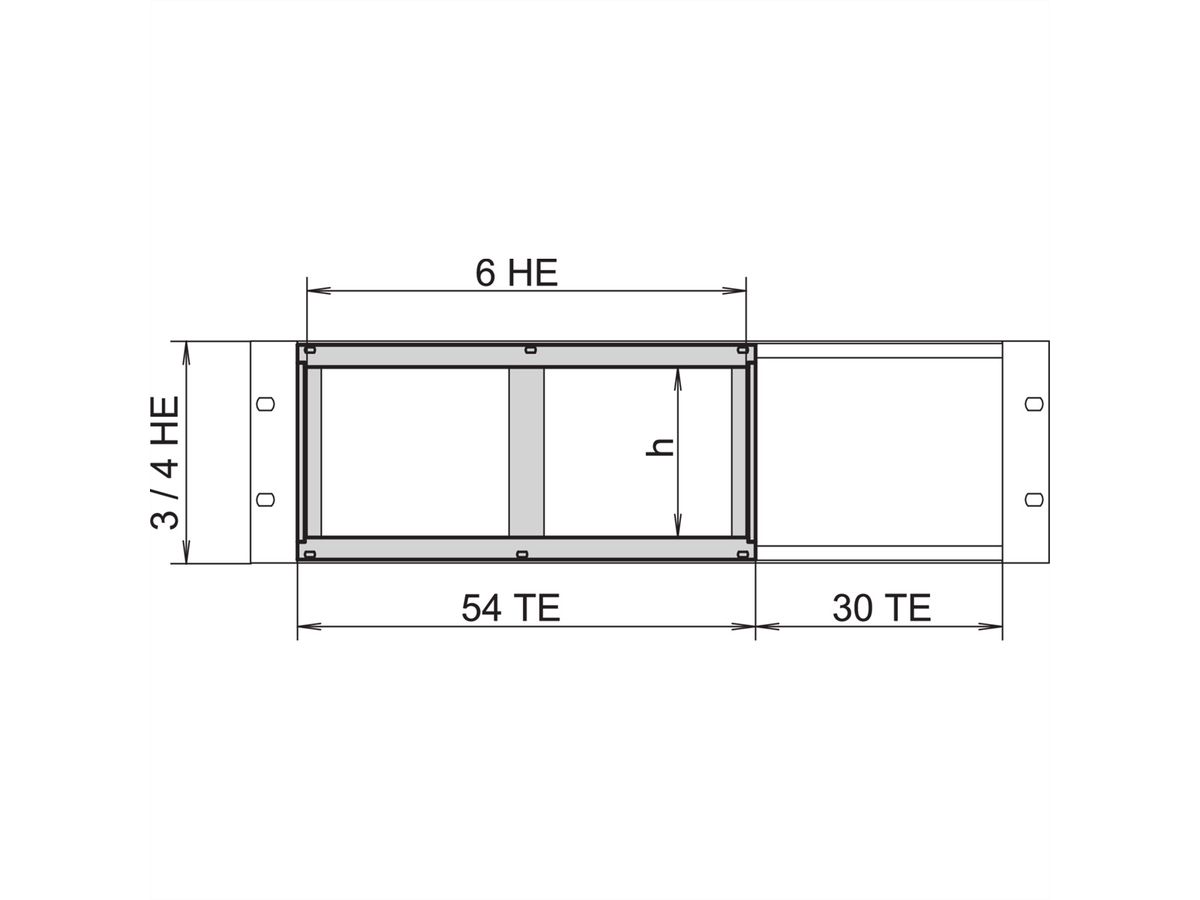 Cage à cartes SCHROFF pour le montage horizontal de cartes, 3 U, 20 CV, rail avant avec lèvre longue