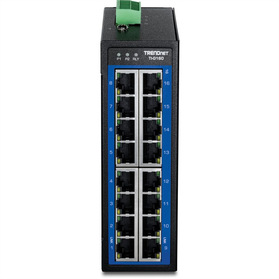 TRENDnet TI-G160 Switch Gigabit Industriel à 16 Ports, pour Rail DIN