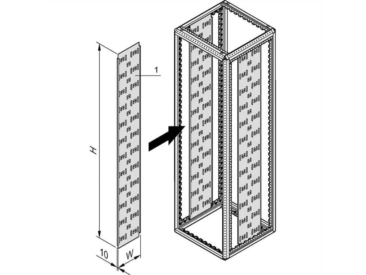 SCHROFF Panneau de câbles Varistar, 2000H 150W