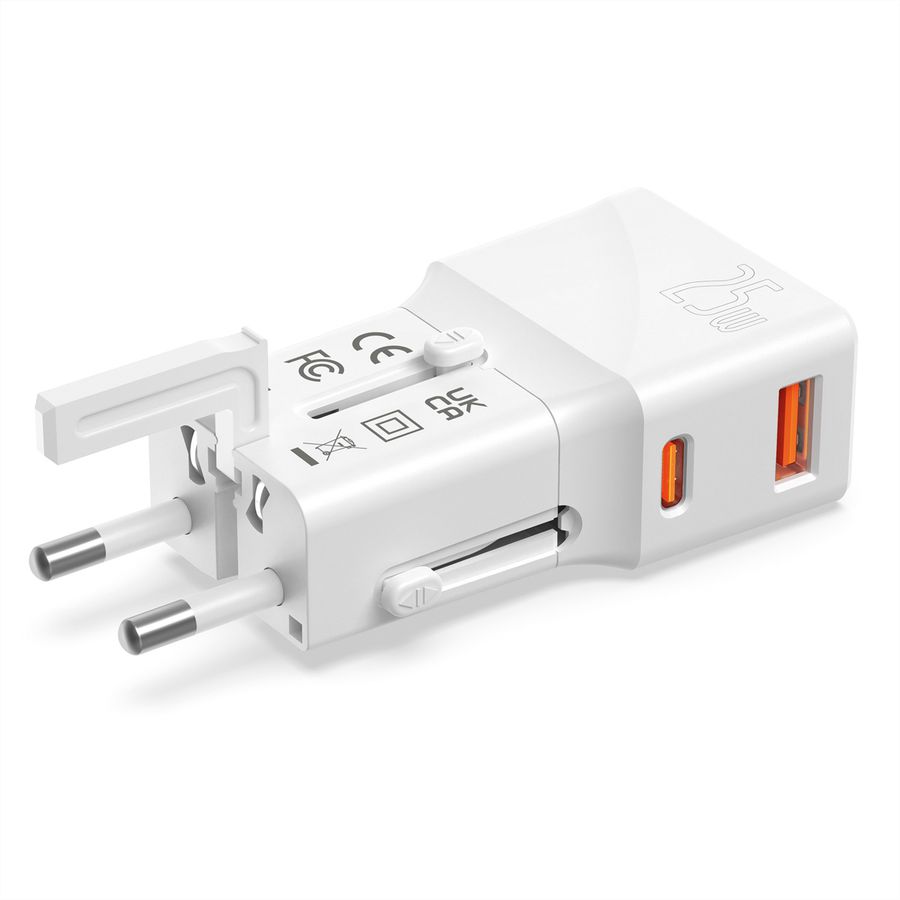 VALUE Chargeur de voyage USB avec prise UK/US/Euro, 2 ports, 1x QC3.0 A + 1x C (PD), 25W