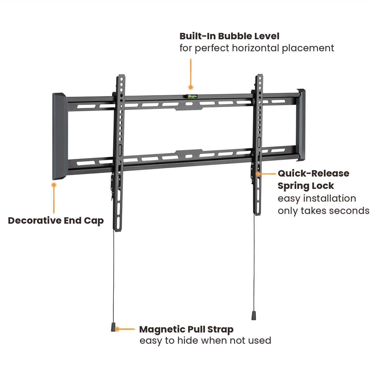 VALUE Support mural TV, distance murale de 27 mm, fixe, <228,6cm/90", <75kg