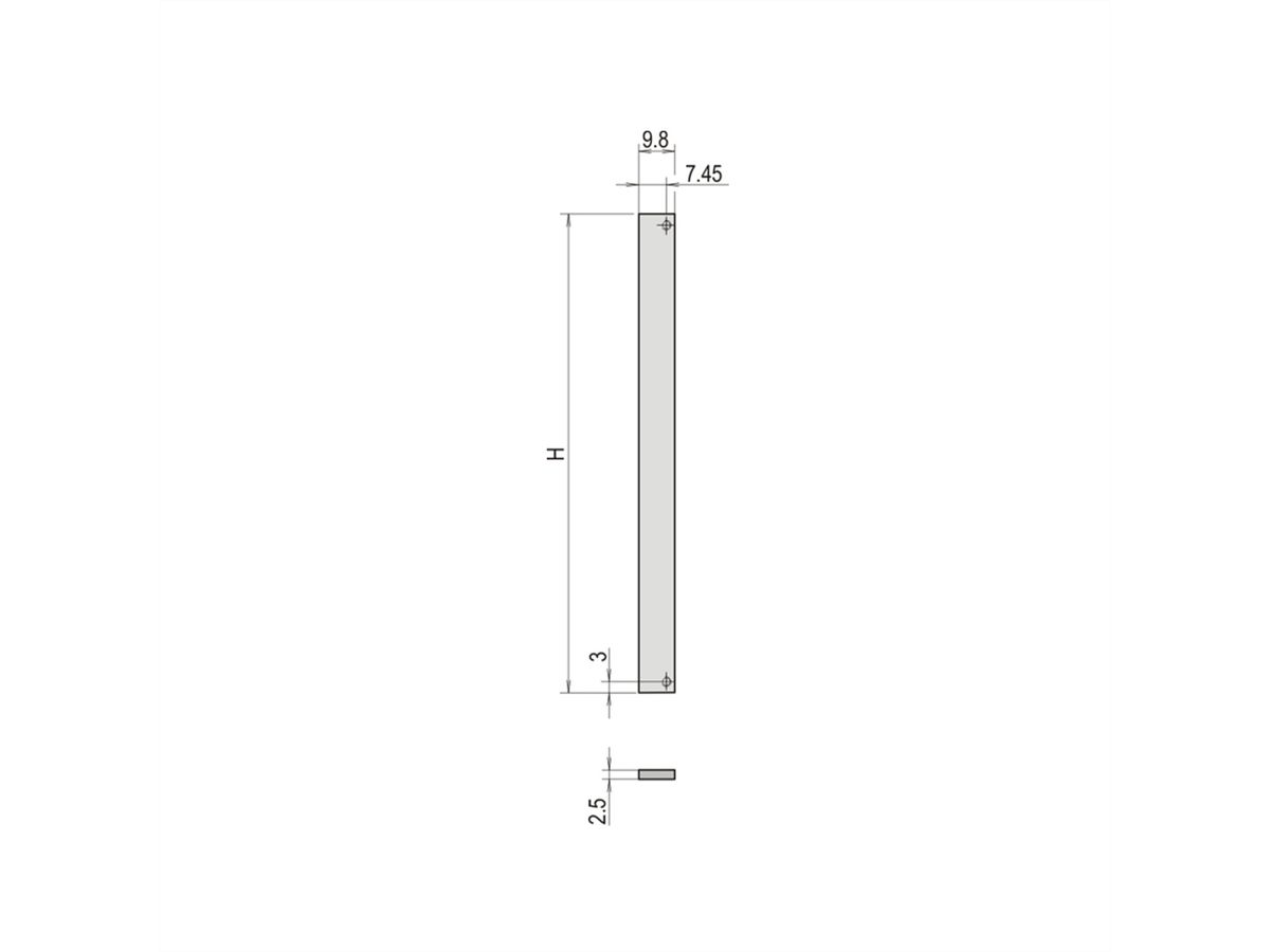 SCHROFF Face avant, non blindée, 2 U, 84 HP, 2,5 mm, alu, anodisé, bords non traités