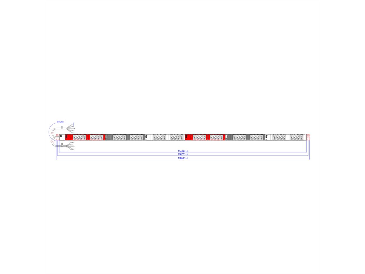 BACHMANN IT PDU ALU 0U 48x C13 2x3x32A ouvert