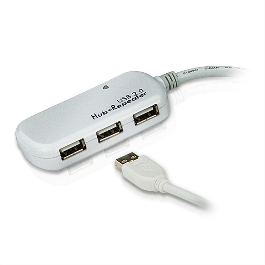 ATEN UE2120H Concentrateur d'extension USB 2.0 à 4 ports, gris, 12 m