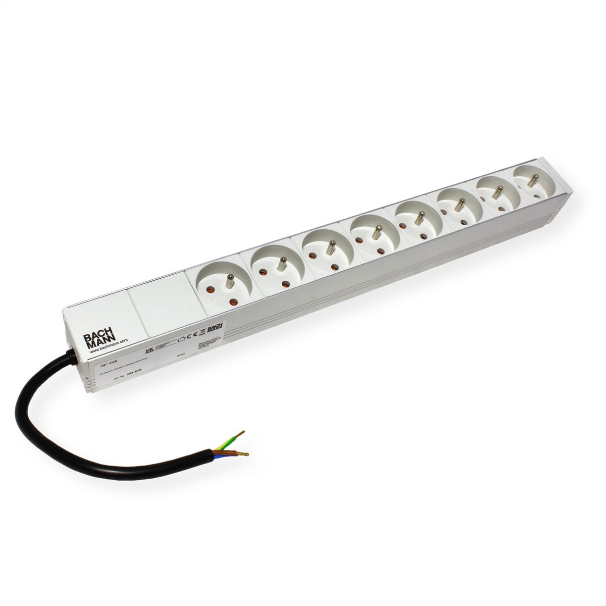 BACHMANN 19" 1UH 8xUTE 1xBornier, Avec câble ouvert de 10cm