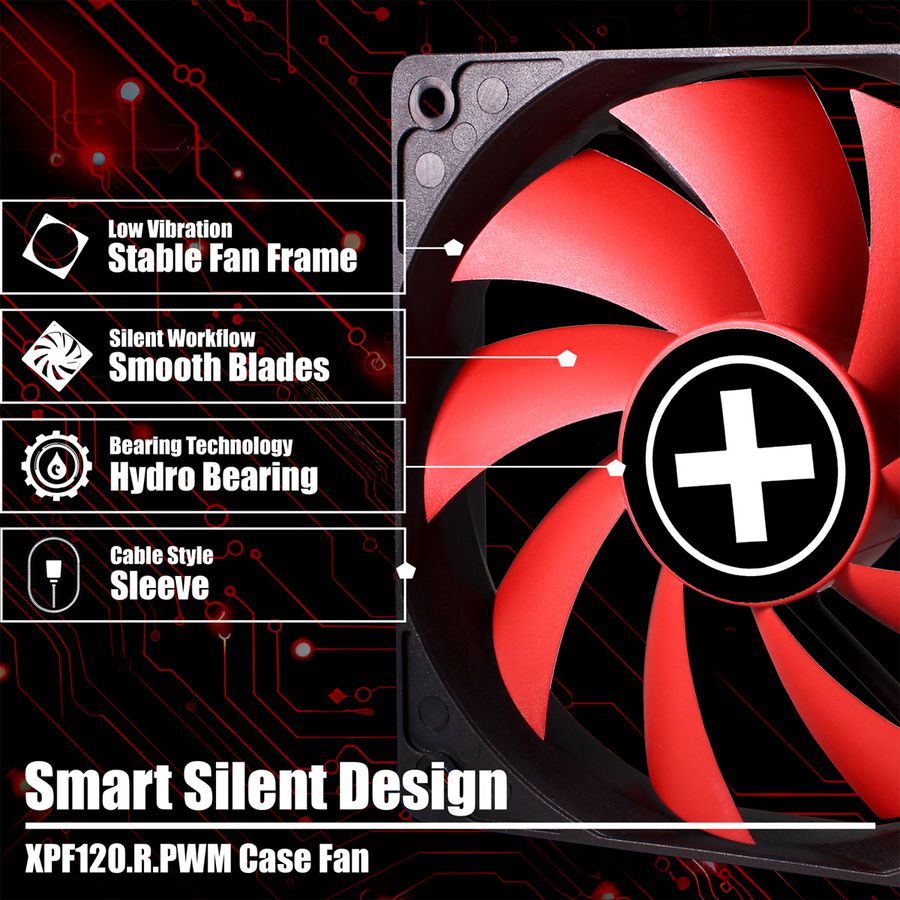 Xilence XPF120.R.PWM 120mm PWM Ventilateur de boîtier, 4PIN