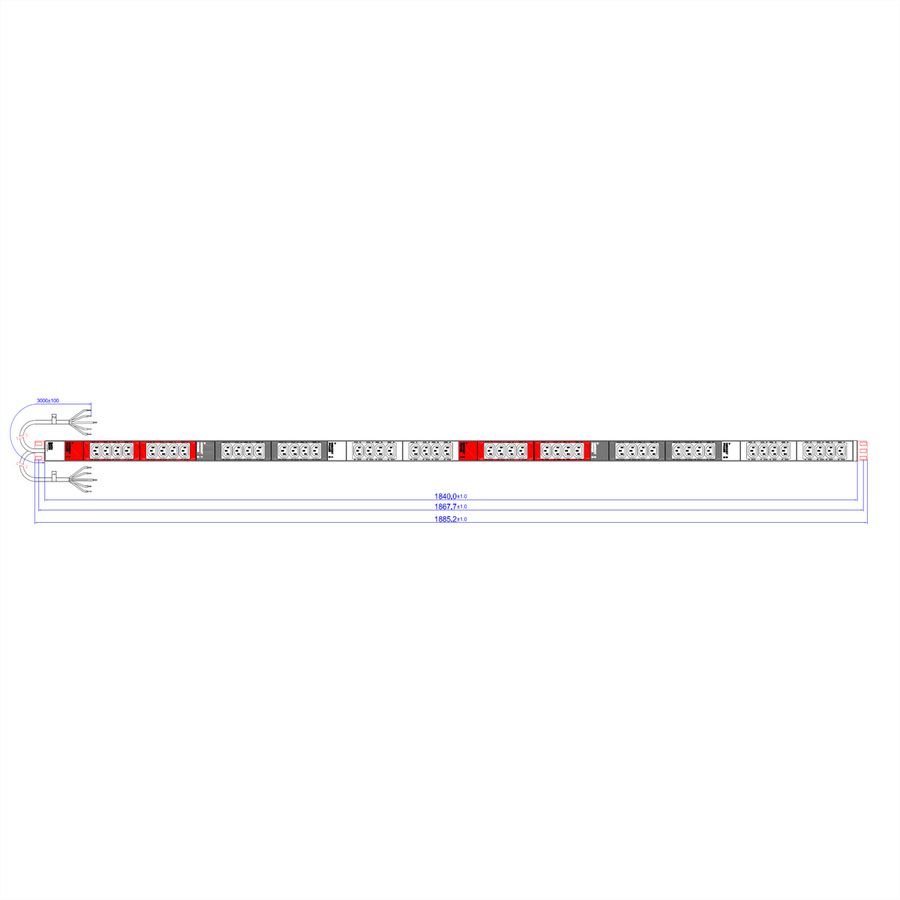 BACHMANN IT PDU ALU 0U 48x C13 2x3x32A ouvert