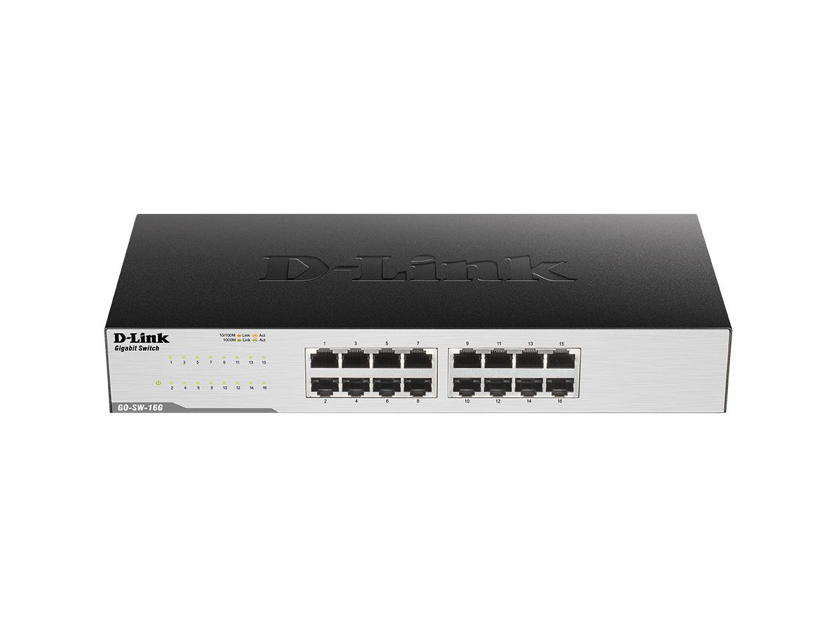 D-Link GO-SW-16G Non-géré L2 Gigabit Ethernet (10/100/1000) Noir 1U