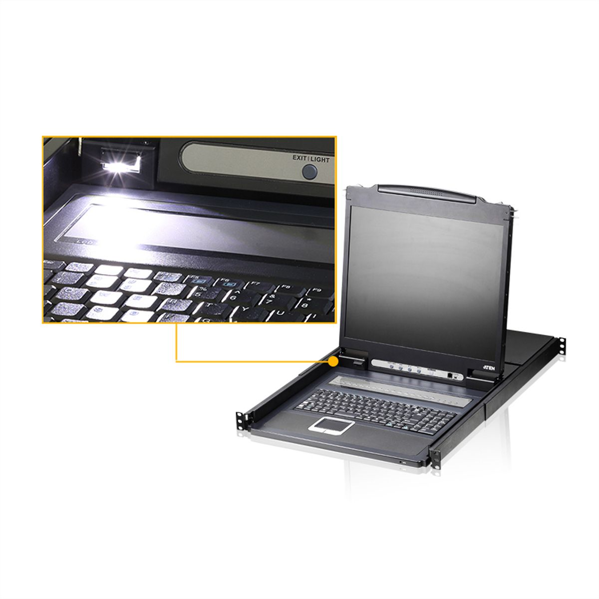 ATEN CL1308N Commutateur KVM, 48cm TFT, VGA, PS/2-USB, 8 ports, FR-Layout