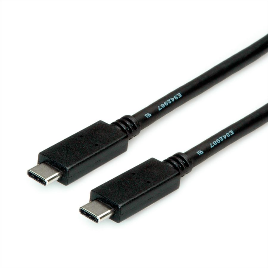 ROLINE Câble USB 3.2 Gen 2, avec PD, C-C, M/M, 4K UHD-1, 10Gbit/s, Emark, 100W, noir, 2 m