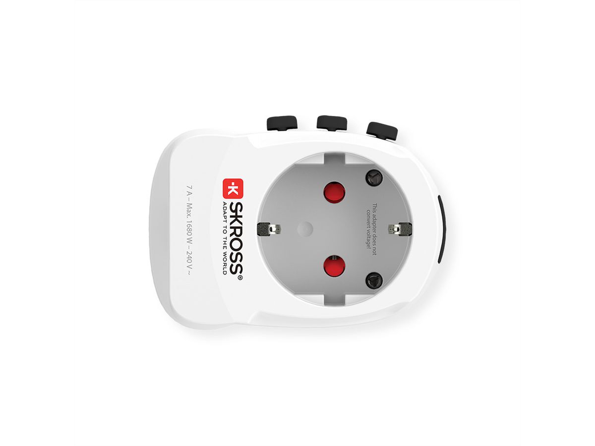 SKROSS Adaptateur de voyage PRO Light USB 2xA - Monde entier, monde