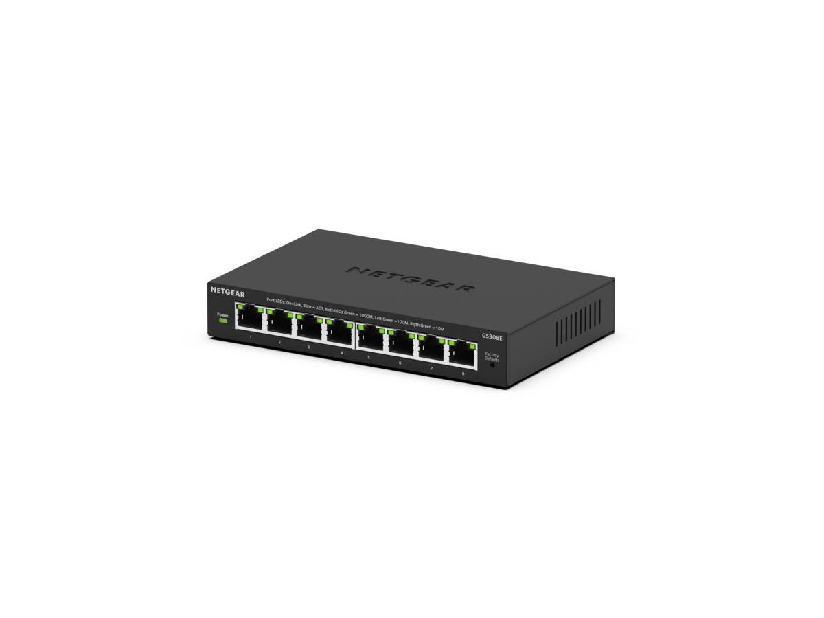 NETGEAR GS308E Géré L2/L3 Gigabit Ethernet (10/100/1000) Connexion Ethernet, supportant l'alimentation via ce port (PoE) Noir