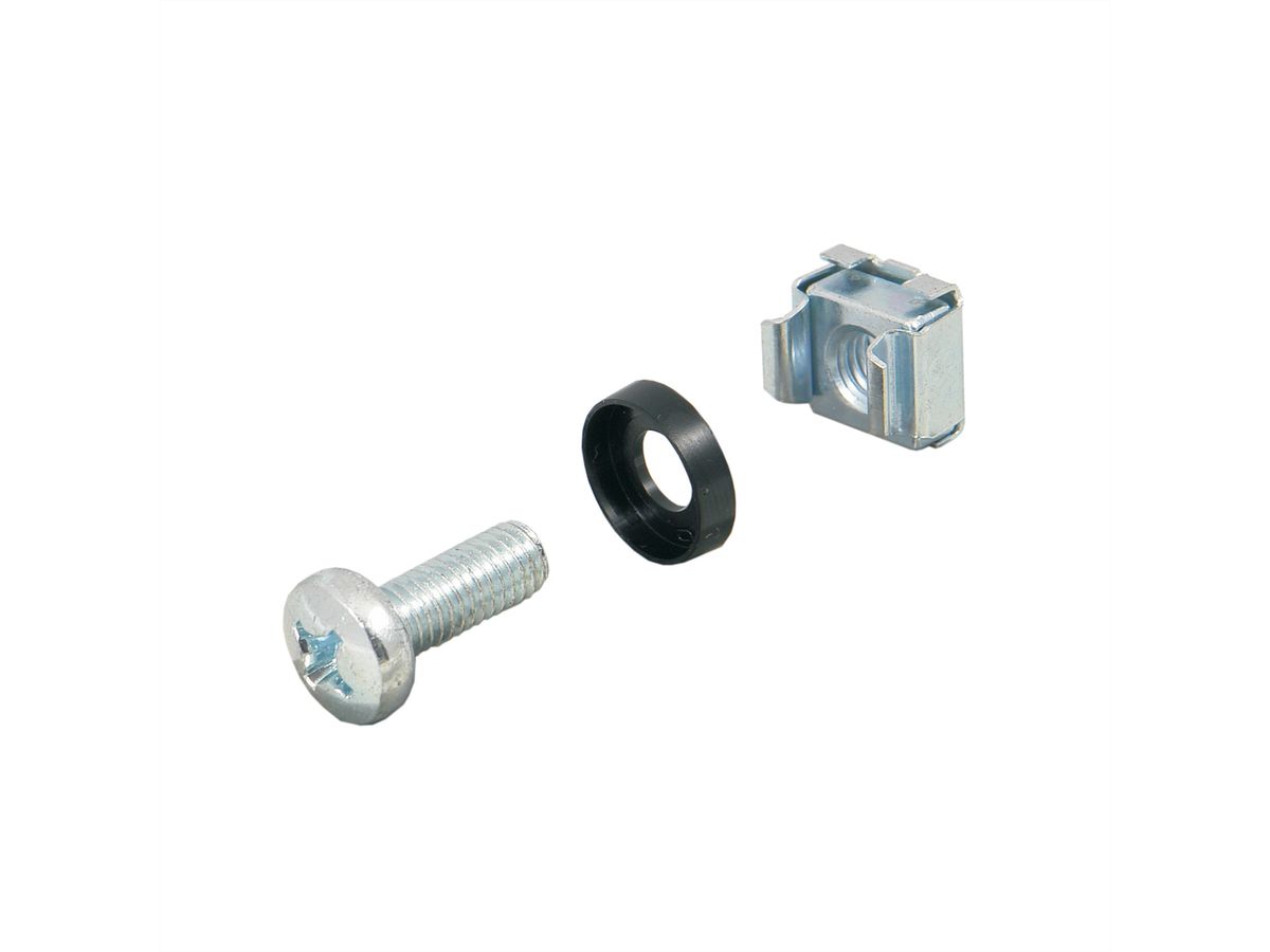 Kit d'assemblage SCHROFF 19", 4 x Vis M5x12, Ecrou de mise à la terre M5 pour glissières de sécurité