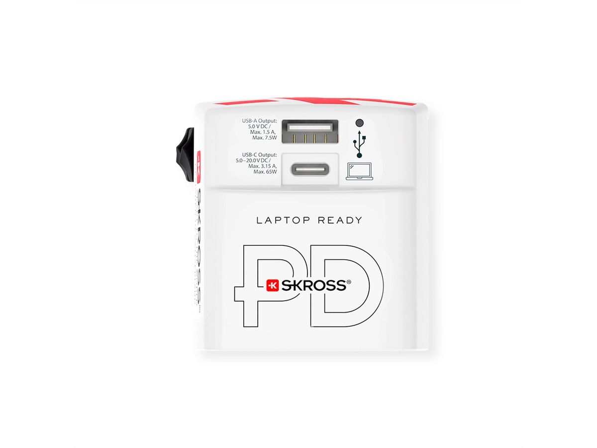 SKROSS Chargeur USB universel A/C 65PD avec câble USB-C, monde