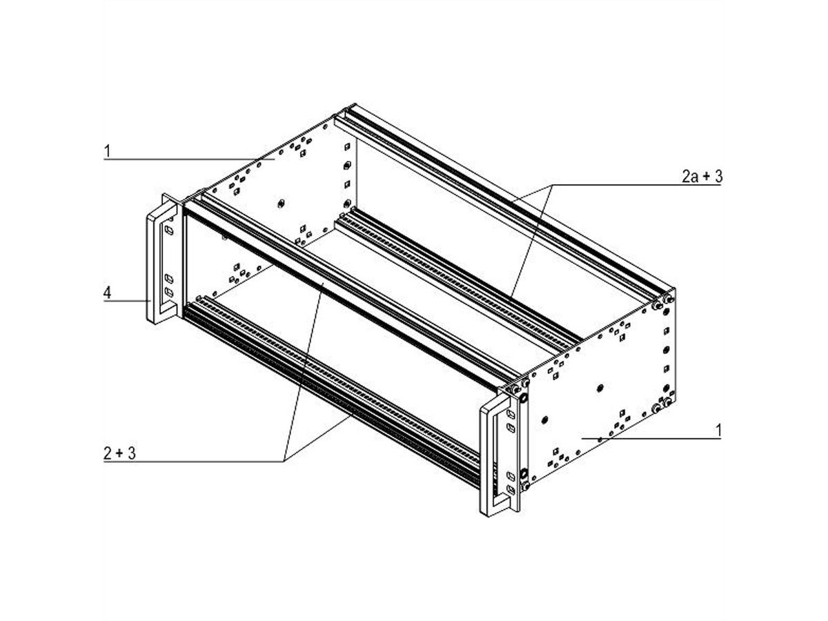 SCHROFF EuropacPRO 19" Subrack Kit pour chemin de fer, blindage rétrofit, EN 50155, 3 U, 84 CV, 235 mm
