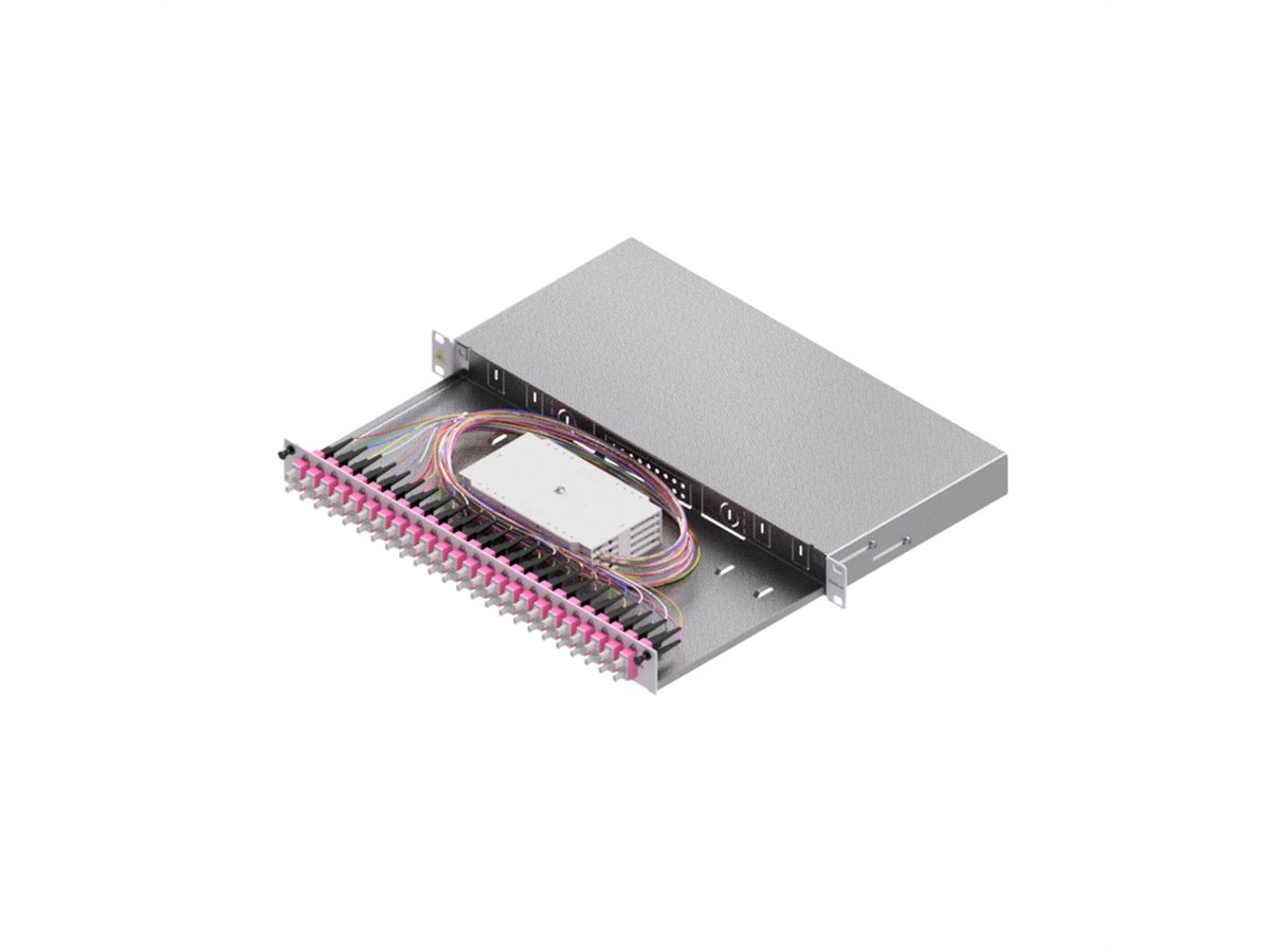 EasyLan Tiroir FO pour fusion basique catégorie C, 19" 1U, 24 ports, 24x SC-duplex, OM4