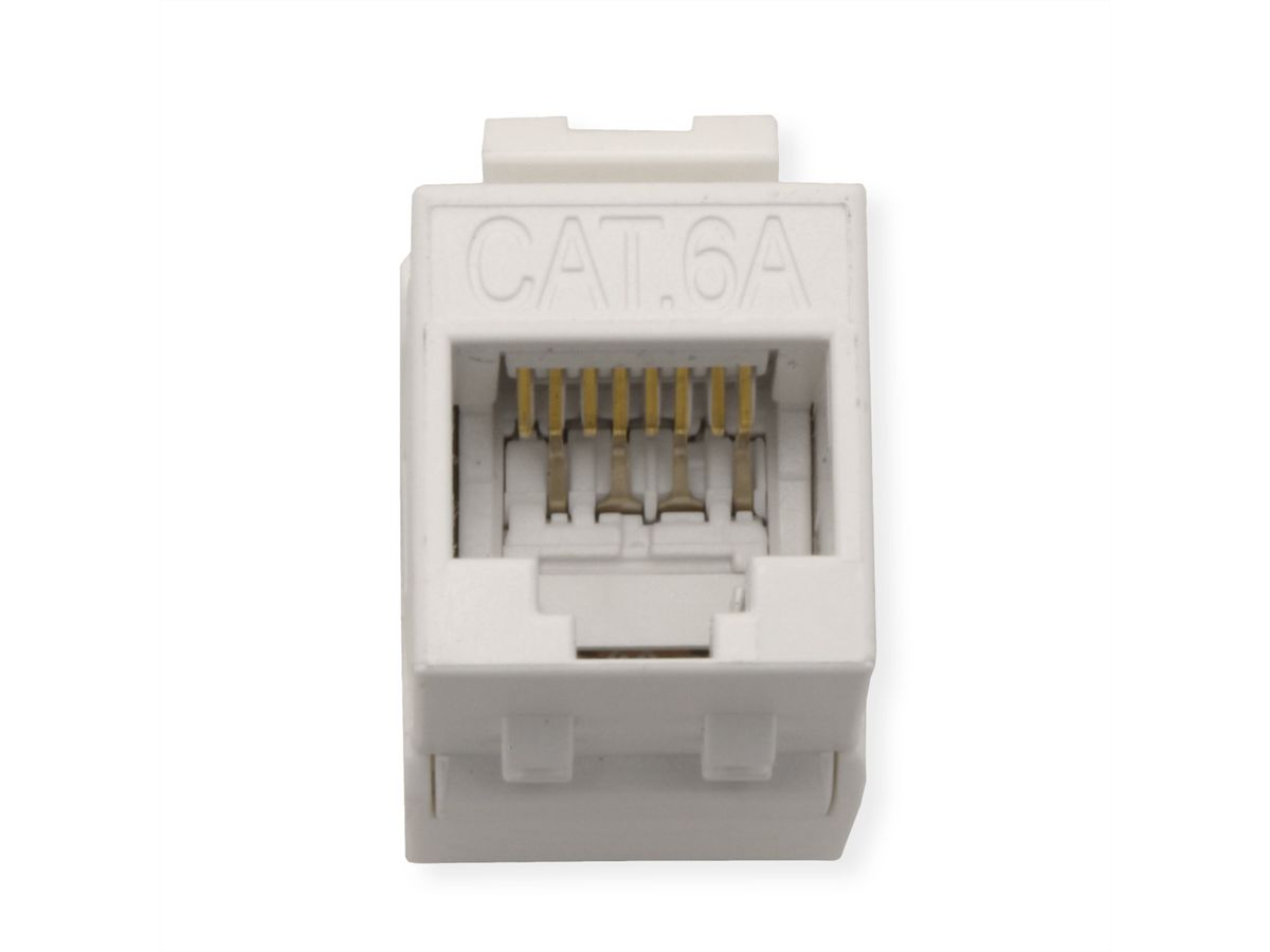 ROLINE Keystone Cat.6A (Classe EA)non blindé, sans outil, SLIM, extra-court, blanc