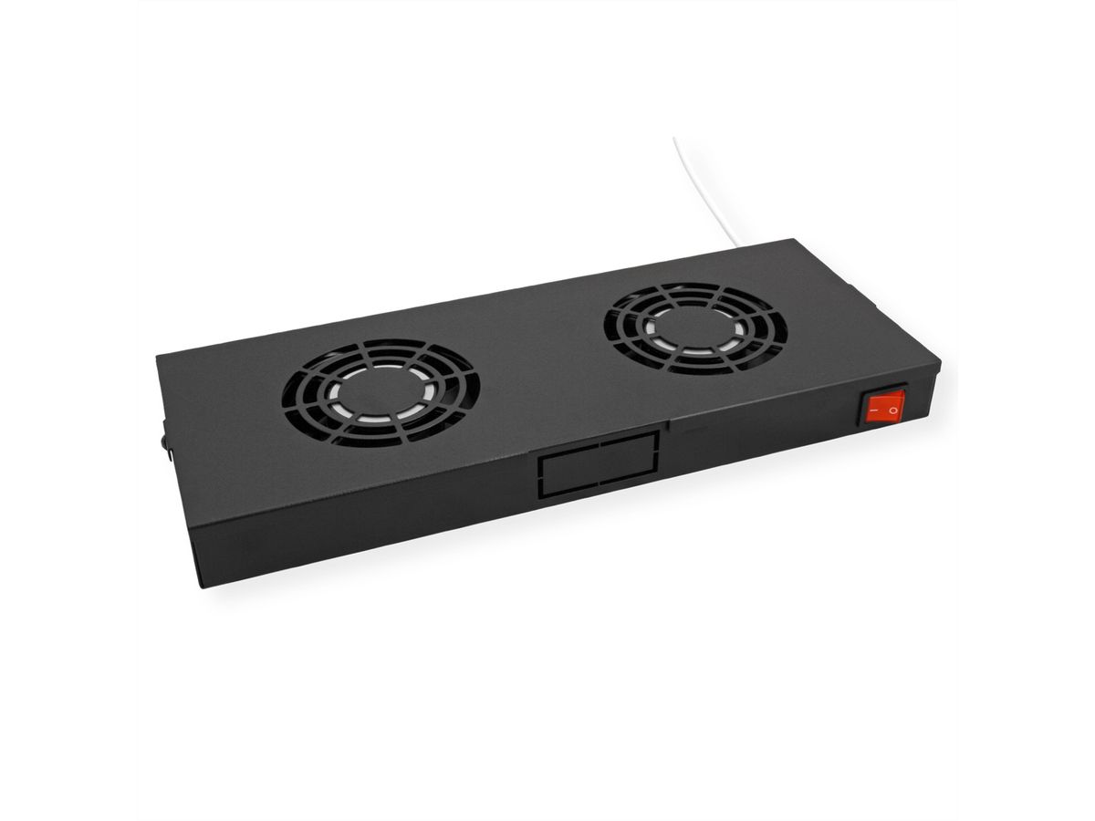 ROLINE 19" Unité de ventilation, 2 ventilateurs, thermostat, noire