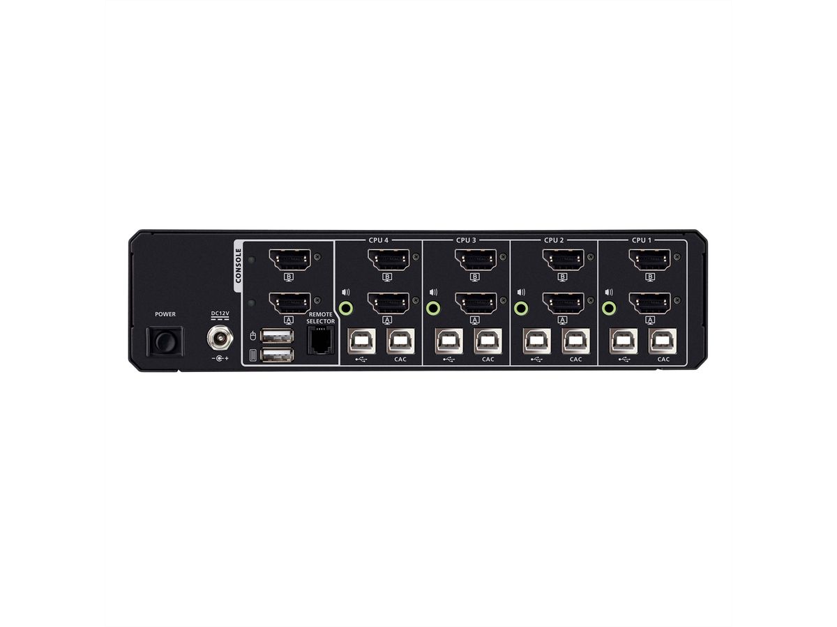 ATEN CS1144DPH4C Commutateur KVM sécurisé universel à 4 ports USB 5K DisplayPort/HDMI double écran avec CAC