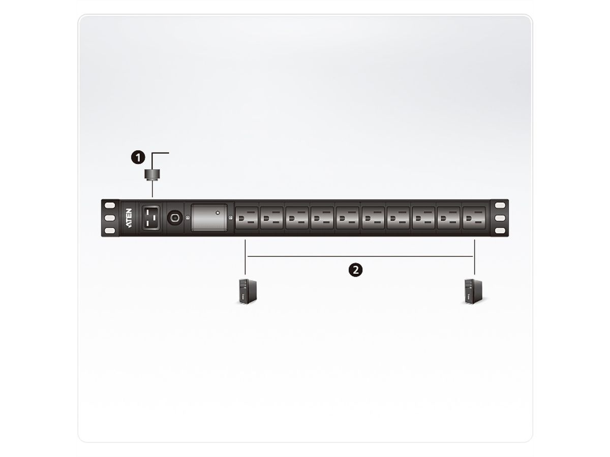 ATEN PE0209SG PDU de base 1U, 8x C13 1x C19 16A