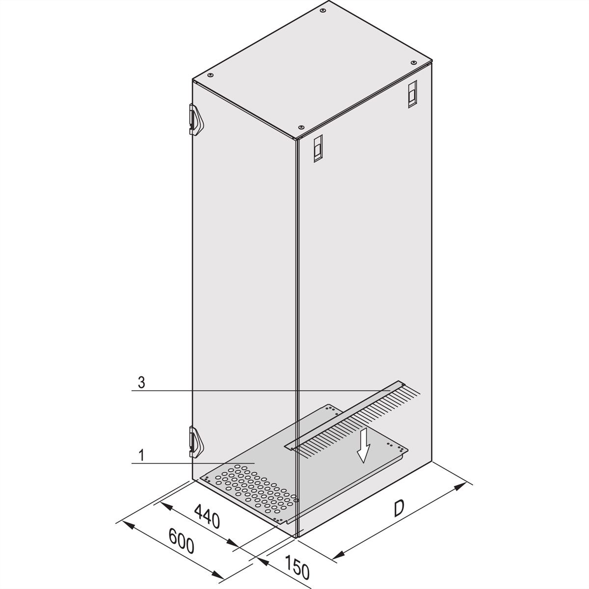SCHROFF VARISTAR Tôle plancher pour le passage des câbles sur le côté