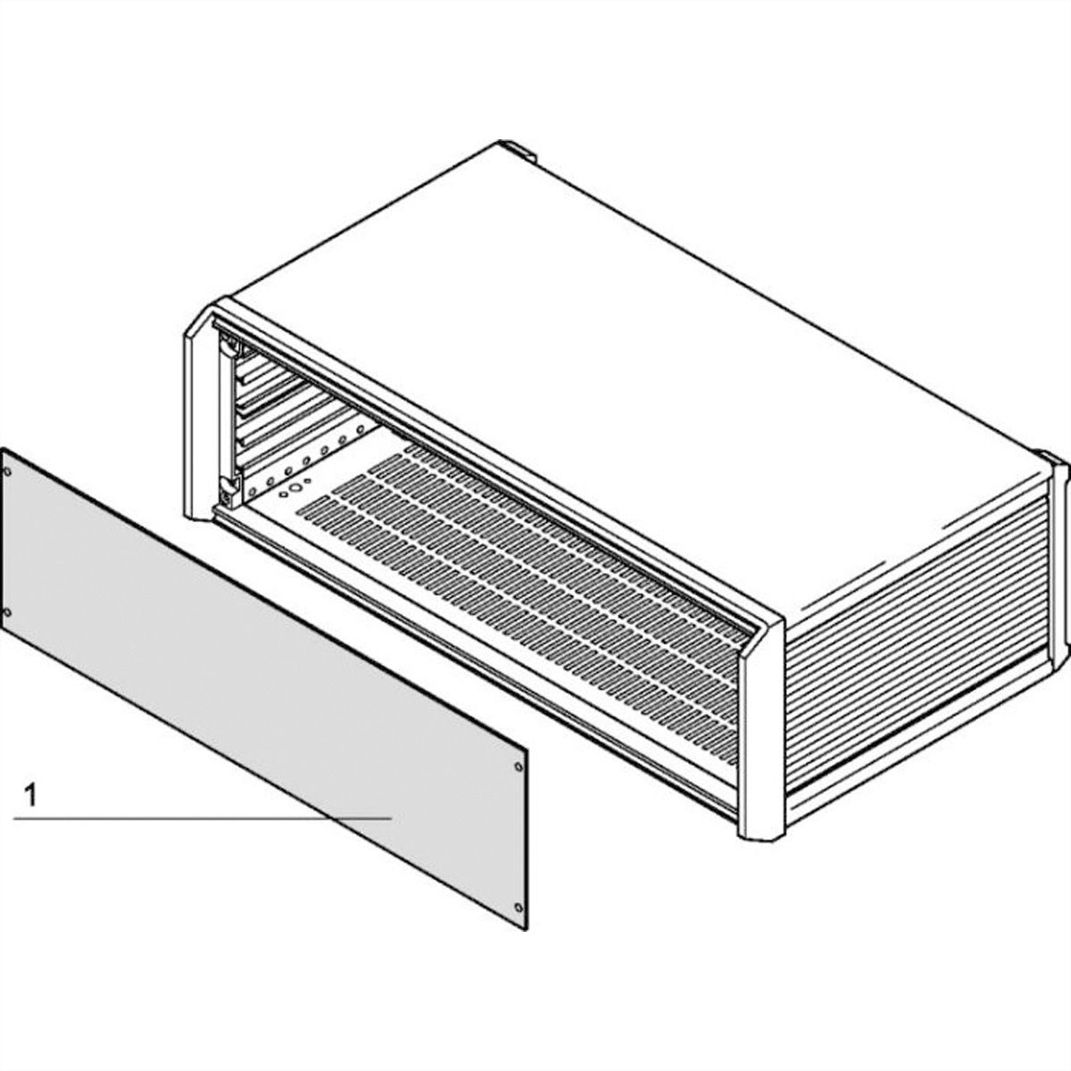 SCHROFF PropacPRO Face avant, pleine largeur, non blindée, 2 U, 42 CV, 2 mm, alu, anodisé, bords non traités