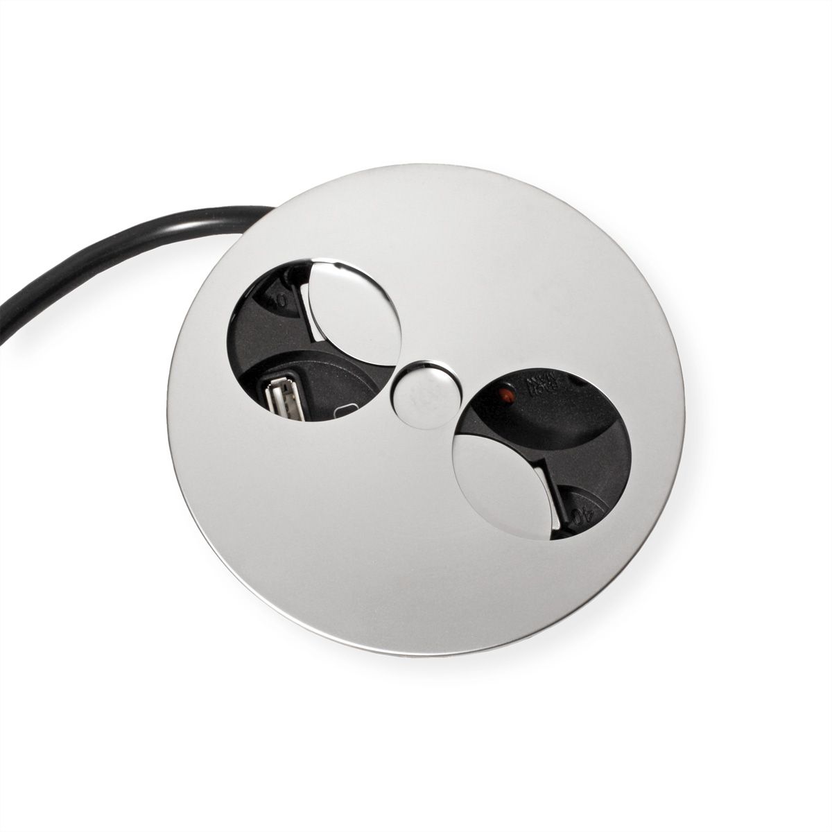 BACHMANN TWIST Prise 1x UTE, chargeur USB, chrome, 0,2 m