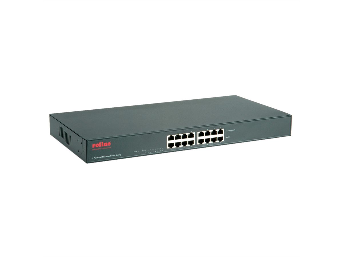 ROLINE 19" PoE MID-Span Injecteur Fast Ethernet, 8 ports