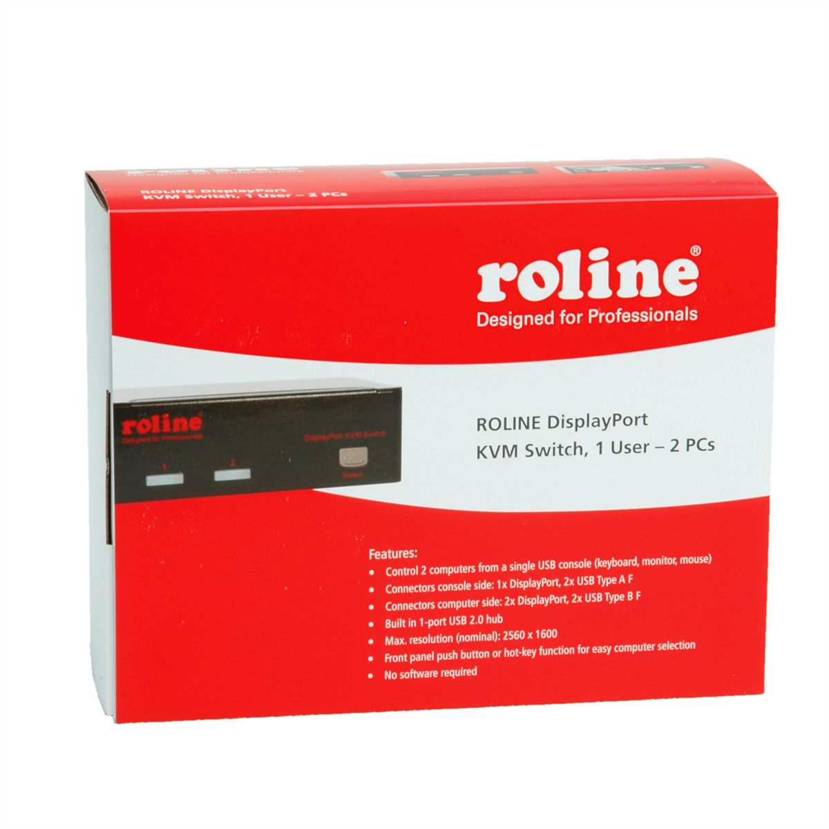ROLINE Switch KVM DisplayPort, 1 Utilisateur - 2PCs