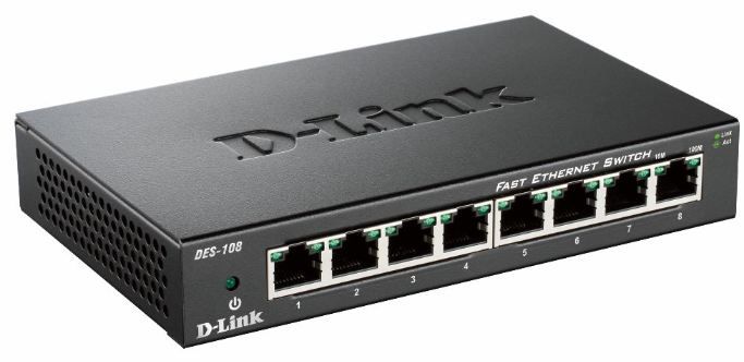 D-Link DES-108 commutateur réseau Non-géré Fast Ethernet (10/100) Noir