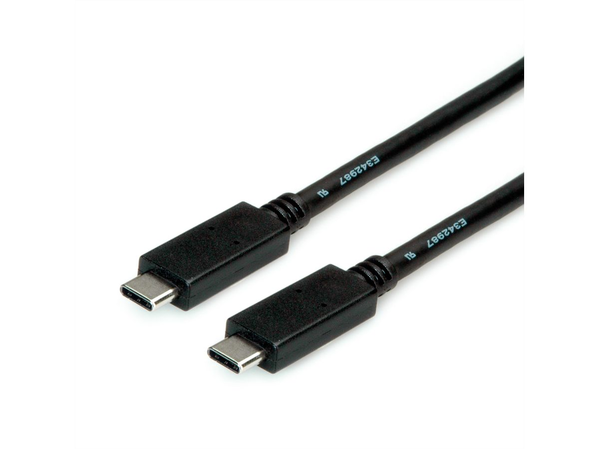 ROLINE Câble USB 3.2 Gen 2, avec PD (Power Delivery), avec Emark, C-C, M/M, noir, 2 m